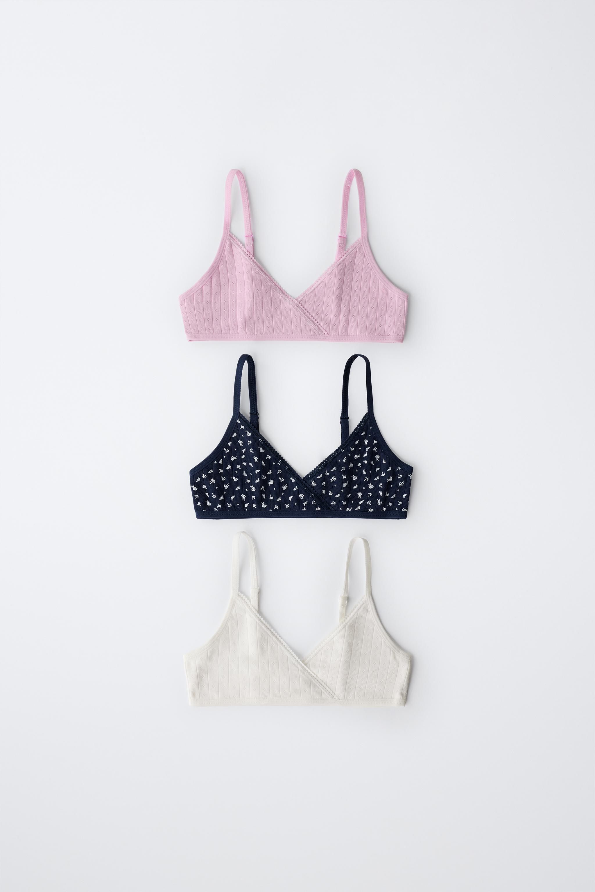9-14 ANS / LOT DE TROIS TOPS FLEURS ET POINTELLE